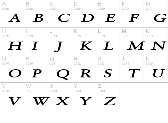 Garrick Extended BoldItalic uppercase A-Z preview