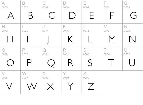 Garrison Light Sans uppercase A-Z preview