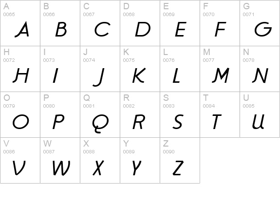 GaumontLight Italic uppercase A-Z preview