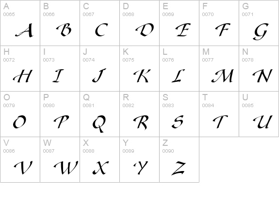 Gaze Italic uppercase A-Z preview