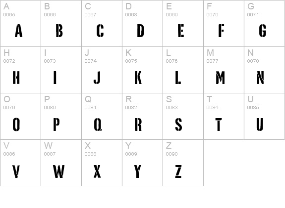 Gazz-Stencil uppercase A-Z preview