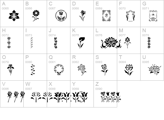 GE Floral Stencils uppercase A-Z preview