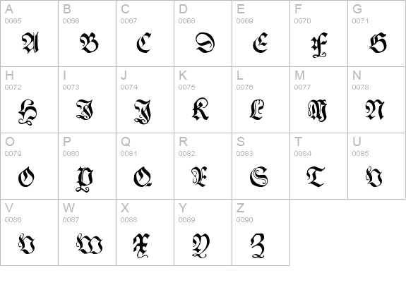 GebetbuchFraktur uppercase A-Z preview