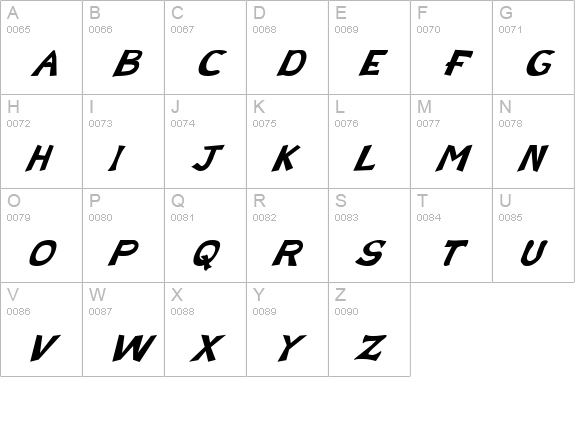 GeniusItalic uppercase A-Z preview