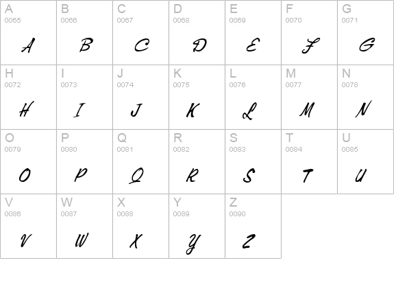 GenovevaItalic uppercase A-Z preview