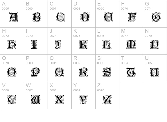 Genzsch Initials uppercase A-Z preview