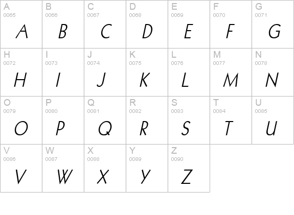 Geo 112 Condensed Italic uppercase A-Z preview