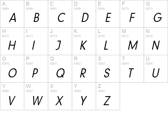 Geo 579 Condensed Italic uppercase A-Z preview