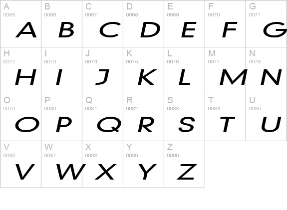 Geo 579 Extended Italic uppercase A-Z preview