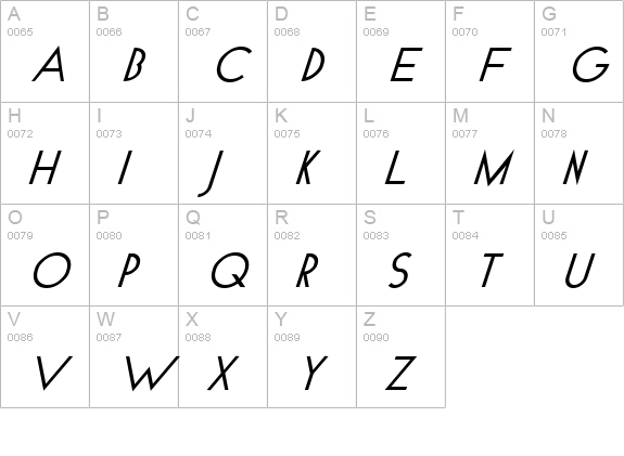 Geo Italic uppercase A-Z preview