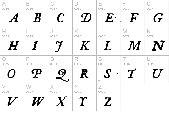 GeorgItalic uppercase A-Z preview