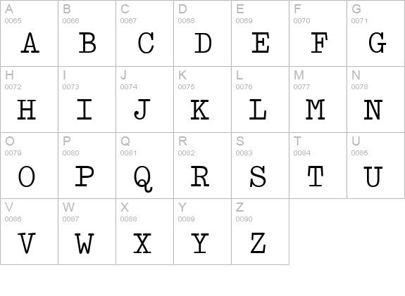 GermanTypewriter-Regular uppercase A-Z preview