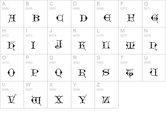 Geschlossen Gotik Kaps uppercase A-Z preview