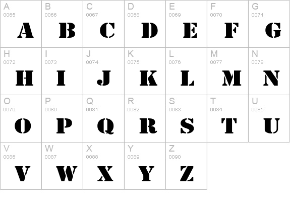 GI StencilExtended Normal uppercase A-Z preview