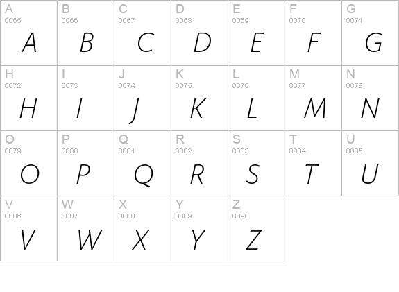 Giacomo LT Light Italic uppercase A-Z preview