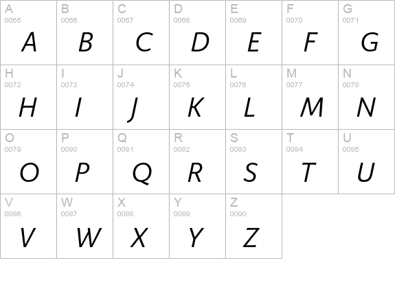 Giacomo Regular Italic uppercase A-Z preview
