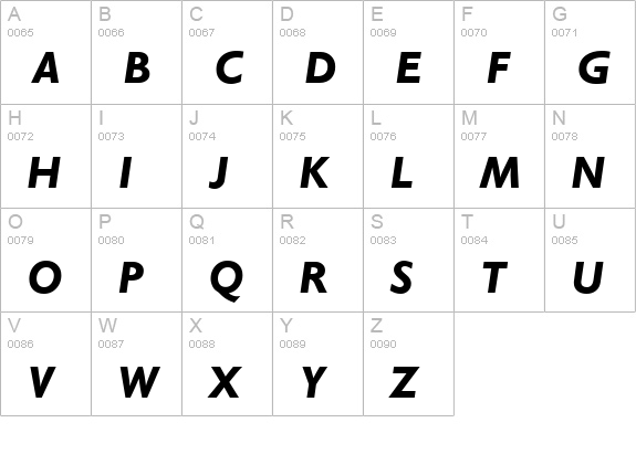 Gibson-BoldItalic uppercase A-Z preview
