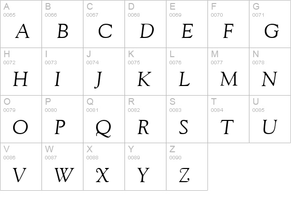 Gilde Italic uppercase A-Z preview