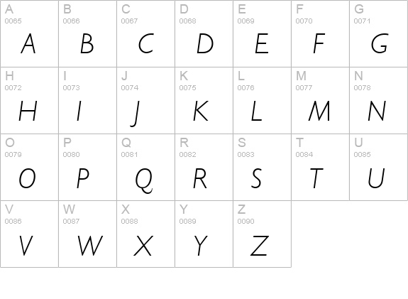 Gill Light SSi Light Italic uppercase A-Z preview
