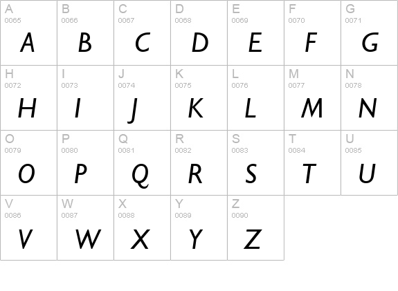 Gill SSi Italic uppercase A-Z preview
