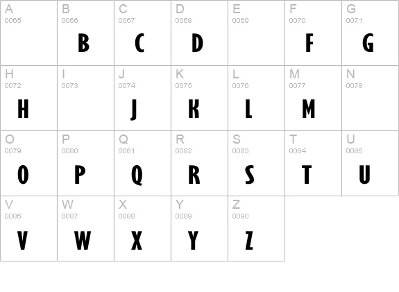 GilmoreSansExtBolExtCondTitl uppercase A-Z preview