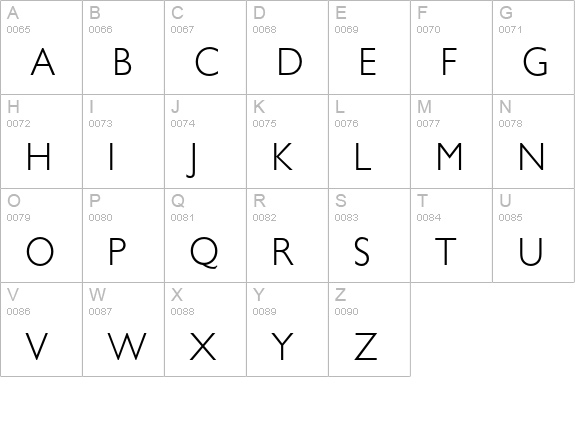 Giltus T Light uppercase A-Z preview