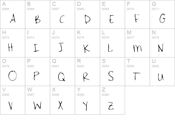 GinasHand Regular uppercase A-Z preview