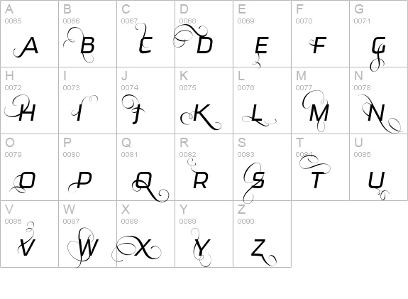 Ginger-LightFlamboyant uppercase A-Z preview