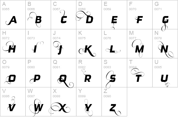 Ginger-RegularFlamboyant uppercase A-Z preview