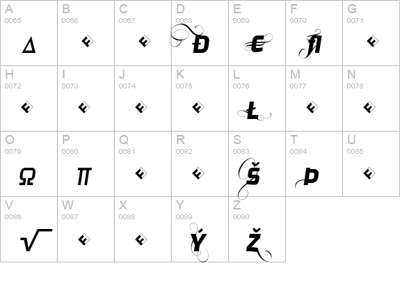 Ginger-RegularFlamboyantExp uppercase A-Z preview