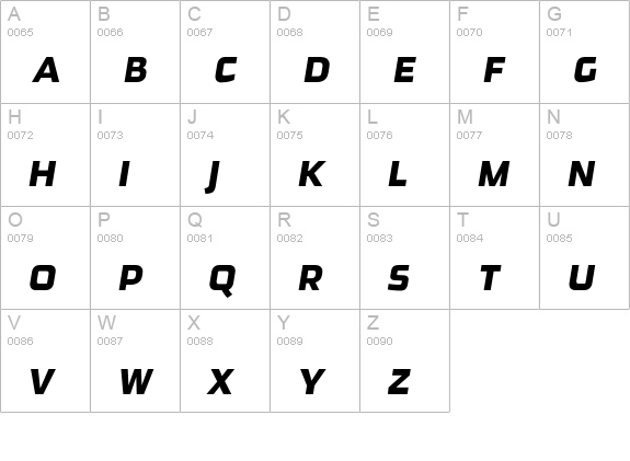 Ginger-RegularItalic uppercase A-Z preview