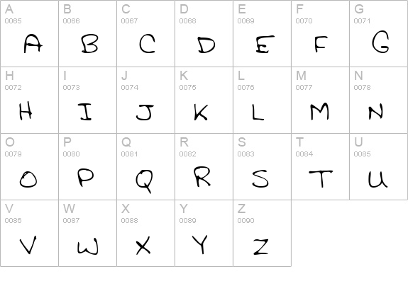 GinnysHand Regular uppercase A-Z preview