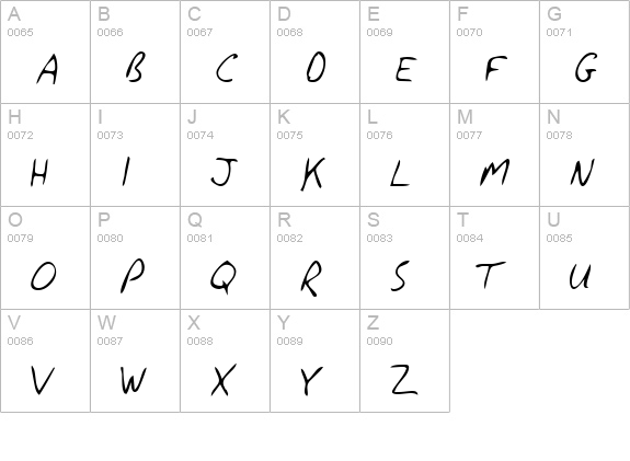 GinosHand Regular uppercase A-Z preview