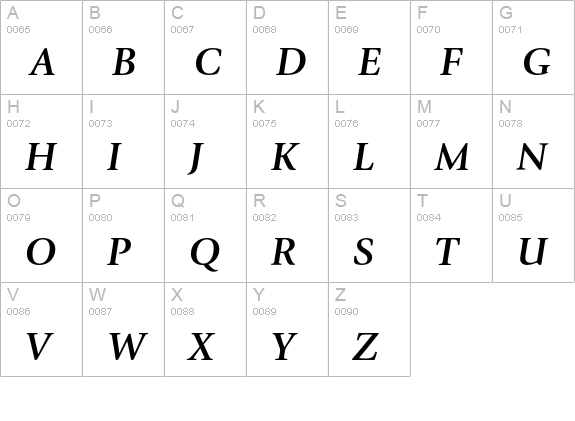 GiovanniEF-BoldItalic uppercase A-Z preview
