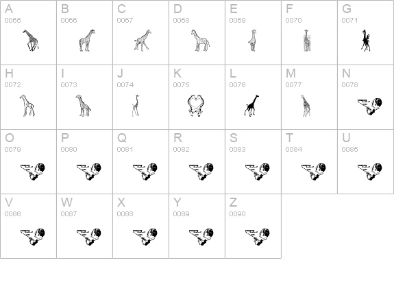 GIRAFFE uppercase A-Z preview