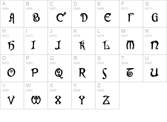 Gjallarhorn uppercase A-Z preview