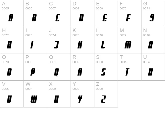 Glaring Italic uppercase A-Z preview