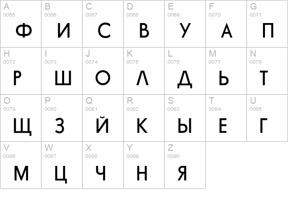 GlasnostDemibold uppercase A-Z preview