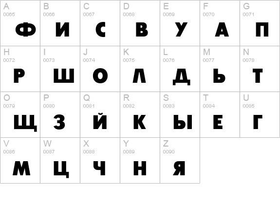 GlasnostExtrabold uppercase A-Z preview