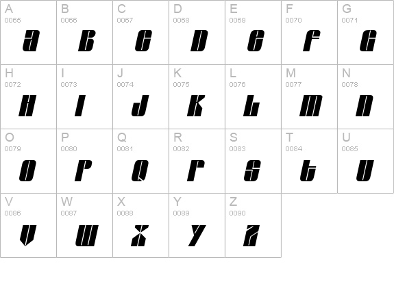 Glaze Condensed Italic uppercase A-Z preview