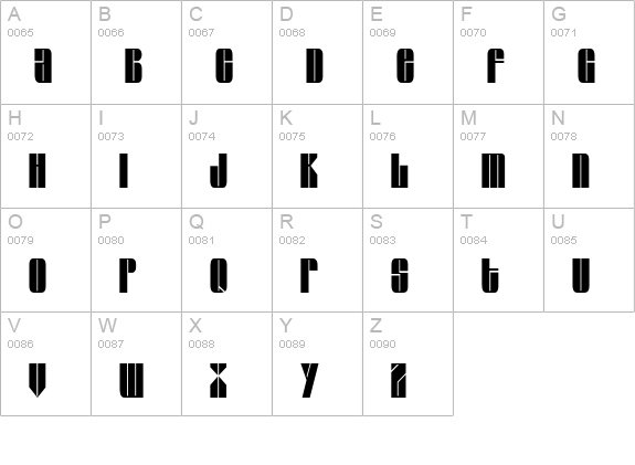Glaze Extended Condensed Normal uppercase A-Z preview