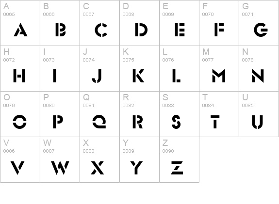 Glendale-Stencil-Regular uppercase A-Z preview
