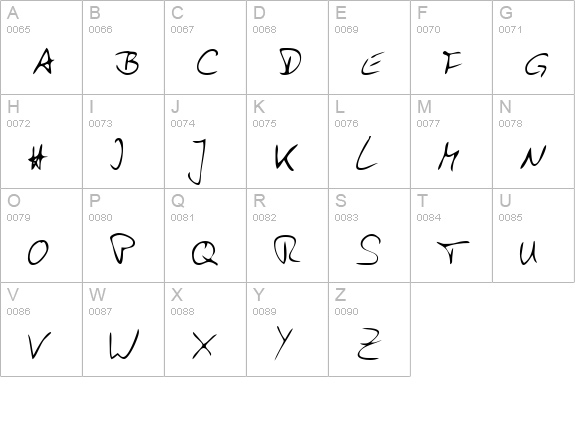 GlennsHand Regular uppercase A-Z preview