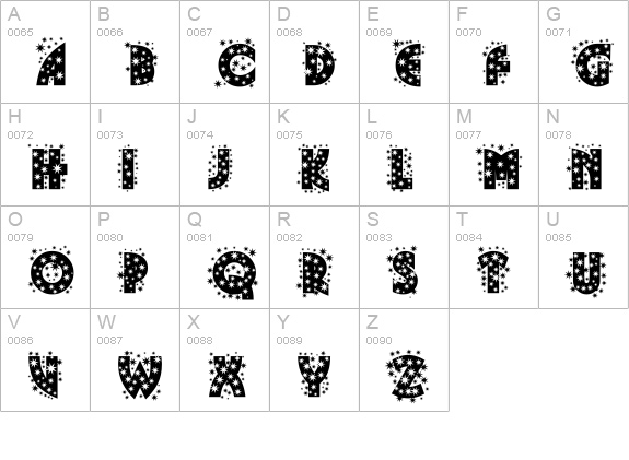Glitter Font uppercase A-Z preview