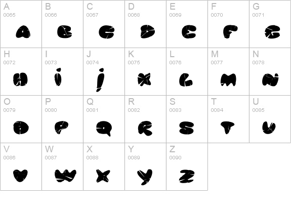 Glob Crashed uppercase A-Z preview