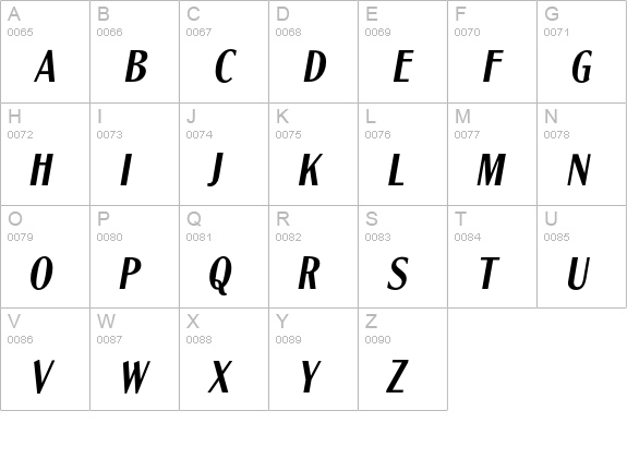 GlobeCondL-Oblique uppercase A-Z preview