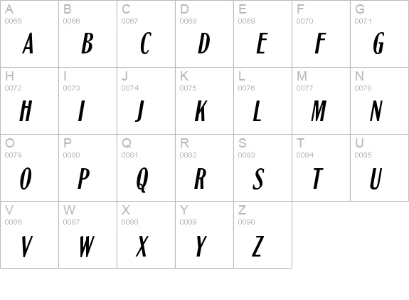 GlobeExCondL-Oblique uppercase A-Z preview