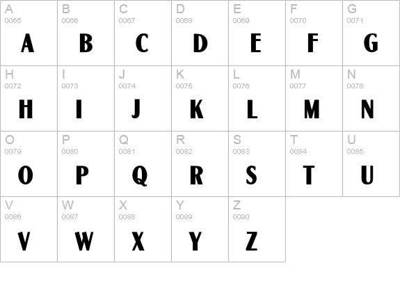 GlobeGothic MN CondensedBold  uppercase A-Z preview