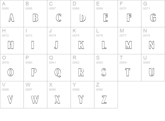 GlobeGothic MN Outline  uppercase A-Z preview