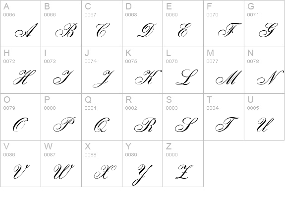 Gloria uppercase A-Z preview